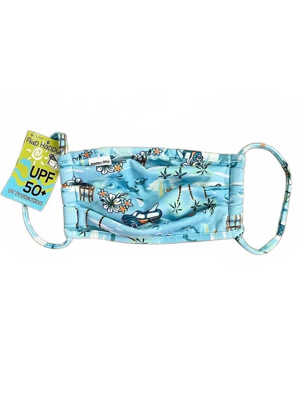 Flap Happy UPF 50+ Blue Patterned Face Mask